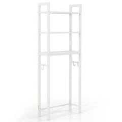 Estantería de Baño sobre Inodoro de Metal para el Baño Que Ahorra Espacio con 3 Ganchos y 3 Niveles 63 x 26,5 x 170 cm Blanco