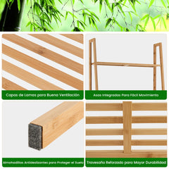 Estantería de Bambú de Escalera de 4 Niveles Soporte para Plantas Antivuelco para Sala de Estar y Oficina 60 x 35,5 x 148 cm Natural