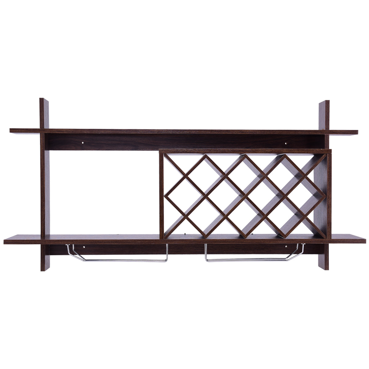 Estantería de Botellas de Vino de 2 Niveles de Madera Montado en Pared para Cocina Bodega Bar para 10 Botellas 120 x 58,5 x 20 cm Negro