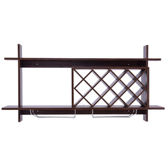 Estantería de Botellas de Vino de 2 Niveles de Madera Montado en Pared para Cocina Bodega Bar para 10 Botellas 120 x 58,5 x 20 cm Negro