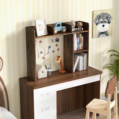 Estantería de Escritorio de Madera para Encimera con 4 Estantes y Compartimento Abierto Organizador de Escritorio 94 x 25 x 74 cm Café