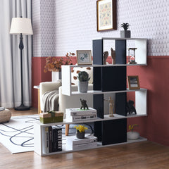 Estantería de Esquina de 5 Niveles Librería Moderna de Estilo Escalera 120 x 19,5 x 109 cm Blanco y Negro