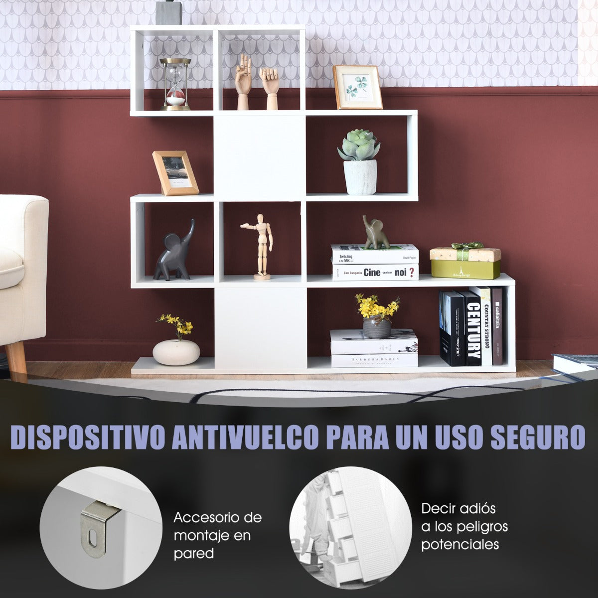 Estantería de Esquina de 5 Niveles Librería Moderna de Estilo Escalera 120 x 19,5 x 109 cm Blanco