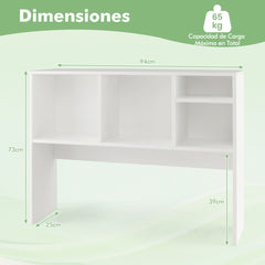 Estantería de Sobremesa para Ordenador Estante de Almacenamiento de Encimera con 4 Cubos y Compartimento Abierto para Escritorio Blanco