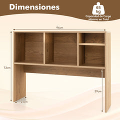 Estantería de Sobremesa para Ordenador Estante de Almacenamiento de Encimera con 4 Cubos y Compartimento Abierto para Escritorio Natural