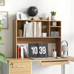 Estantería de Sobremesa para Ordenador Estante de Almacenamiento de Encimera con 4 Cubos y Compartimento Abierto para Escritorio Natural