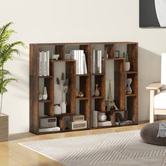 Estantería Geométrica de 7 Cubos Estante Decorativo de Esquina Librería de Pie con Dispositivo Antivuelco 60 x 20 x 90 cm Marrón