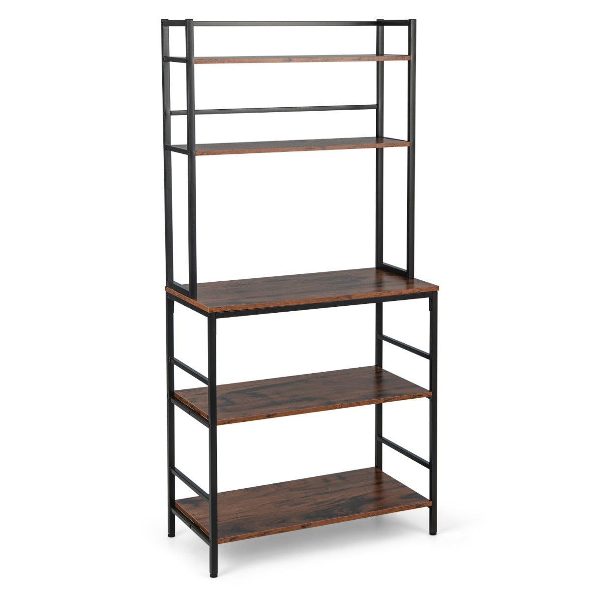 Estantería de Cocina Soporte Microondas de 5 Niveles Estantes Abiertos Mueble Auxiliar para Sala Baño y Balcón 80 x 40 x 170 cm Marrón