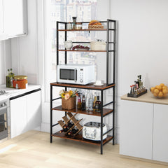 Estantería de Cocina Soporte Microondas de 5 Niveles Estantes Abiertos Mueble Auxiliar para Sala Baño y Balcón 80 x 40 x 170 cm Marrón