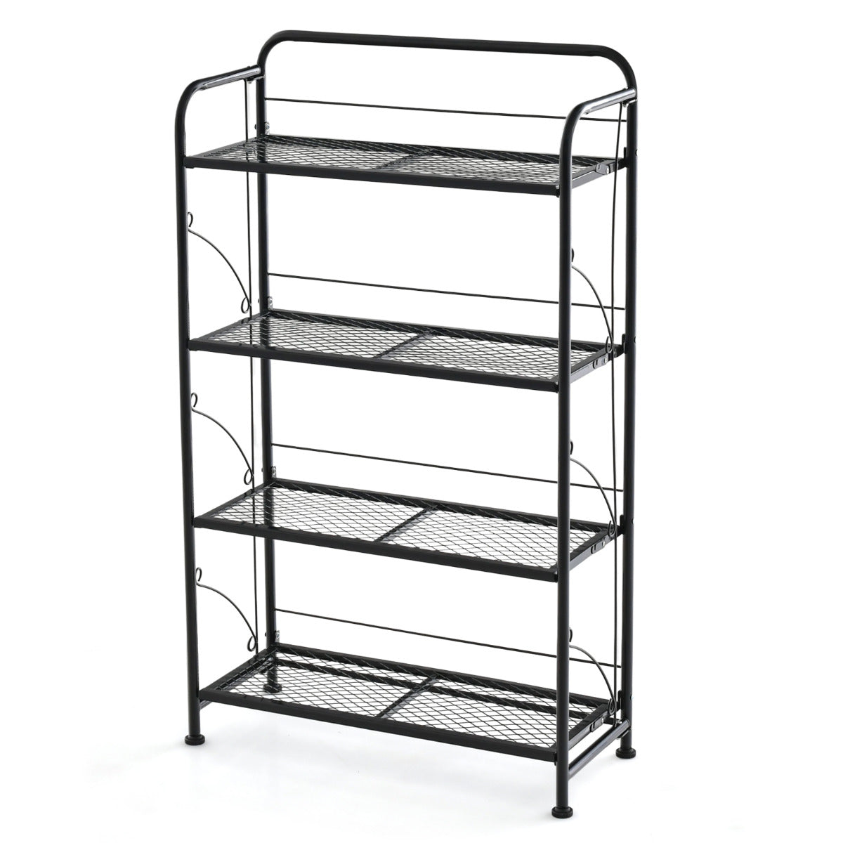 Estantería Plegable para Plantas de Metal de 4 Niveles Ajustable Soporte para Exhibición Interior Jardín Balcón 60 x 25 x 100 cm Negro