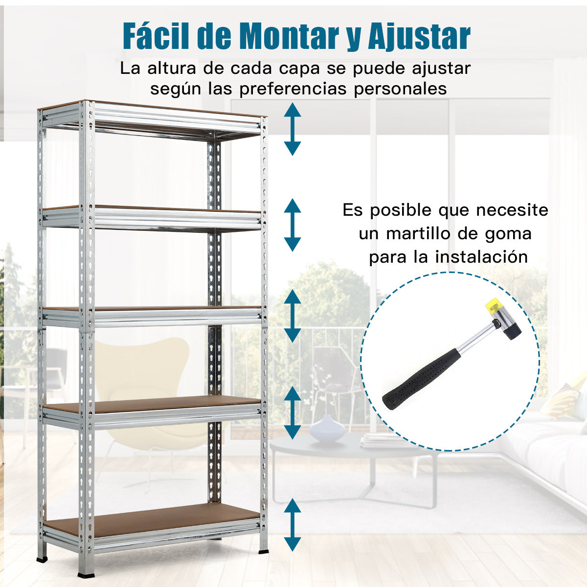 Estantes de Metal de 5 Niveles Estantería Industrial Resistente con Estantes Ajustables para Combinación Libre 75 x 30 x 150 cm Plata