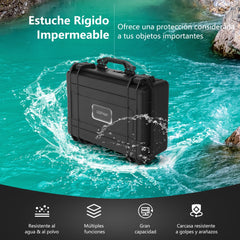 Estuche Rígido Portátil Impermeable Caja de Herramientas de Polipropileno Relleno de Espuma para Electrónica 47 x 37 x 18 cm Negro