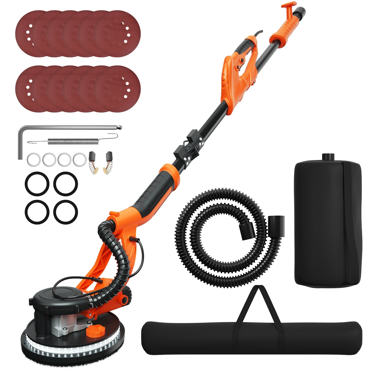 Lijadora para Cartón Piedra 750 W con Sistema de Aspiración Automática 6 Velocidades Regulables 800-1750 rpm y Luces LED