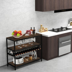 Estante Botellero de Vino Mueble Bar Industrial con Botellero y 4 Filas de Soportes para Vasos para Cocina Comedor Buffet 102 x 40 x 87 cm