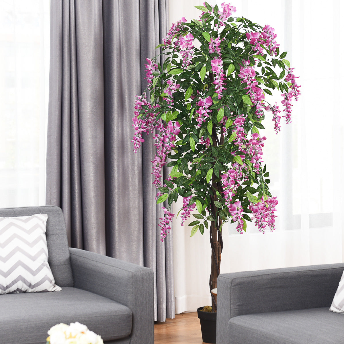 180 cm Flor Artificial Orquidea con 1260 Hojas y 2 Troncos Principales para Decoración de Oficina Hogar Escaparate Restaurante Fiesta Rosa