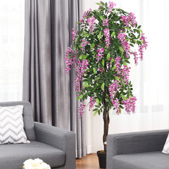 180 cm Flor Artificial Orquidea con 1260 Hojas y 2 Troncos Principales para Decoración de Oficina Hogar Escaparate Restaurante Fiesta Rosa