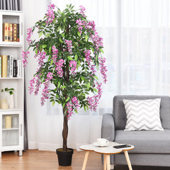 180 cm Flor Artificial Orquidea con 1260 Hojas y 2 Troncos Principales para Decoración de Oficina Hogar Escaparate Restaurante Fiesta Rosa