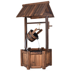 Fuente de Pozo de Deseos de Agua Rústica de Madera de Jardín Fuente Decorativa de Patio con Bomba Eléctrica 58,5 x 51 x 117 cm