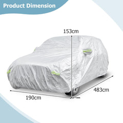 483 cm Funda Coche Exterior con Cremallera Tiras Reflectantes y Bolsa de Almacenamiento Cubierta para Auto Resistente Intemperie