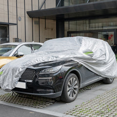 483 cm Funda Coche Exterior con Cremallera Tiras Reflectantes y Bolsa de Almacenamiento Cubierta para Auto Resistente Intemperie
