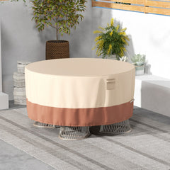 158 cm Funda Redonda Mesa Exterior Impermeable para Conjuntos de Muebles con Ventilación Hebillas y Cordones Funda Impermeable Beige