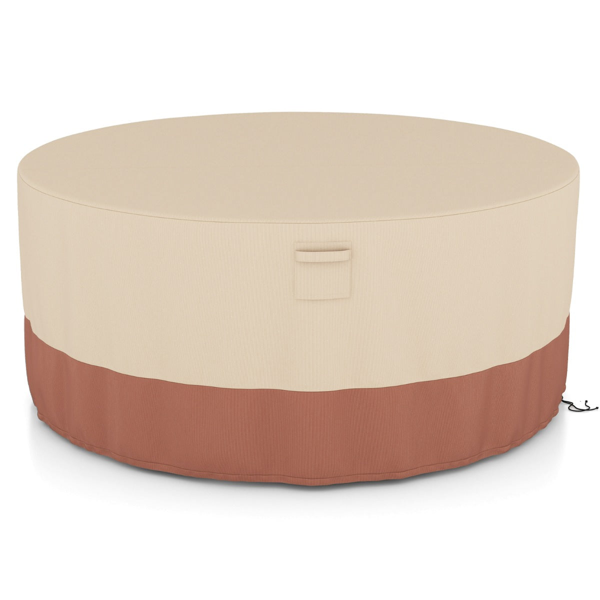 183 cm Funda Redonda Mesa Exterior Impermeable para Conjuntos de Muebles con Ventilación Hebillas y Cordones Funda Impermeable Beige