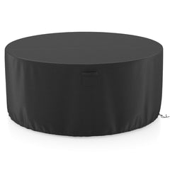 213 cm Funda Redonda Mesa Exterior Impermeable para Conjuntos de Muebles con Ventilación Hebillas y Cordones Funda Impermeable Negro