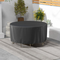 213 cm Funda Redonda Mesa Exterior Impermeable para Conjuntos de Muebles con Ventilación Hebillas y Cordones Funda Impermeable Negro