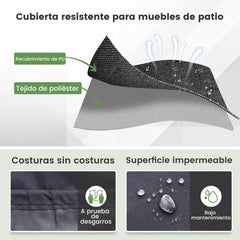 213 cm Funda Redonda Mesa Exterior Impermeable para Conjuntos de Muebles con Ventilación Hebillas y Cordones Funda Impermeable Negro