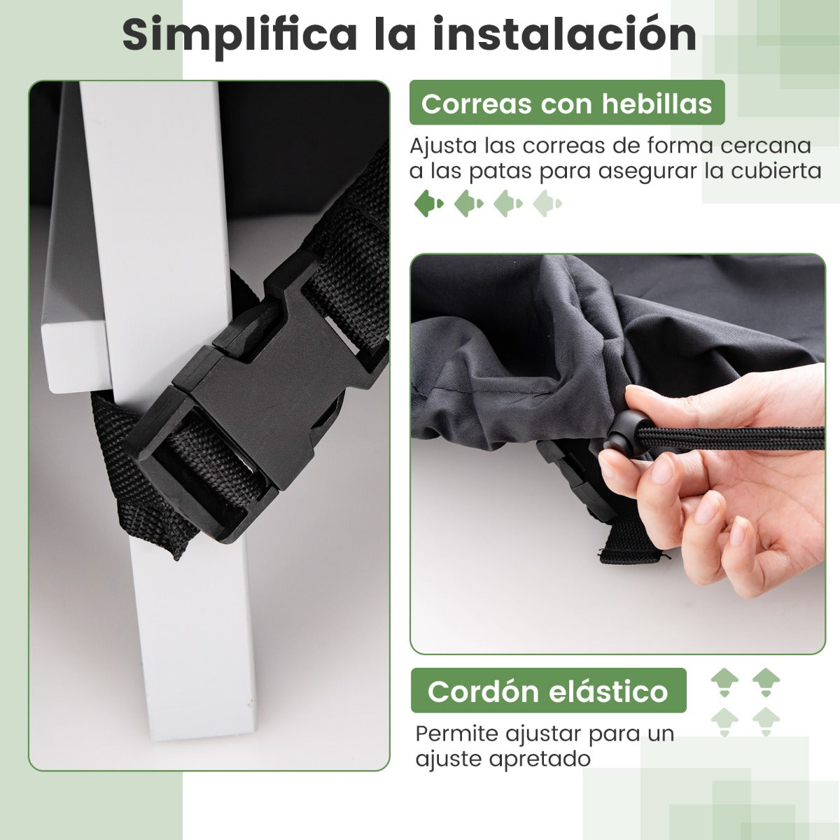 213 cm Funda Redonda Mesa Exterior Impermeable para Conjuntos de Muebles con Ventilación Hebillas y Cordones Funda Impermeable Negro