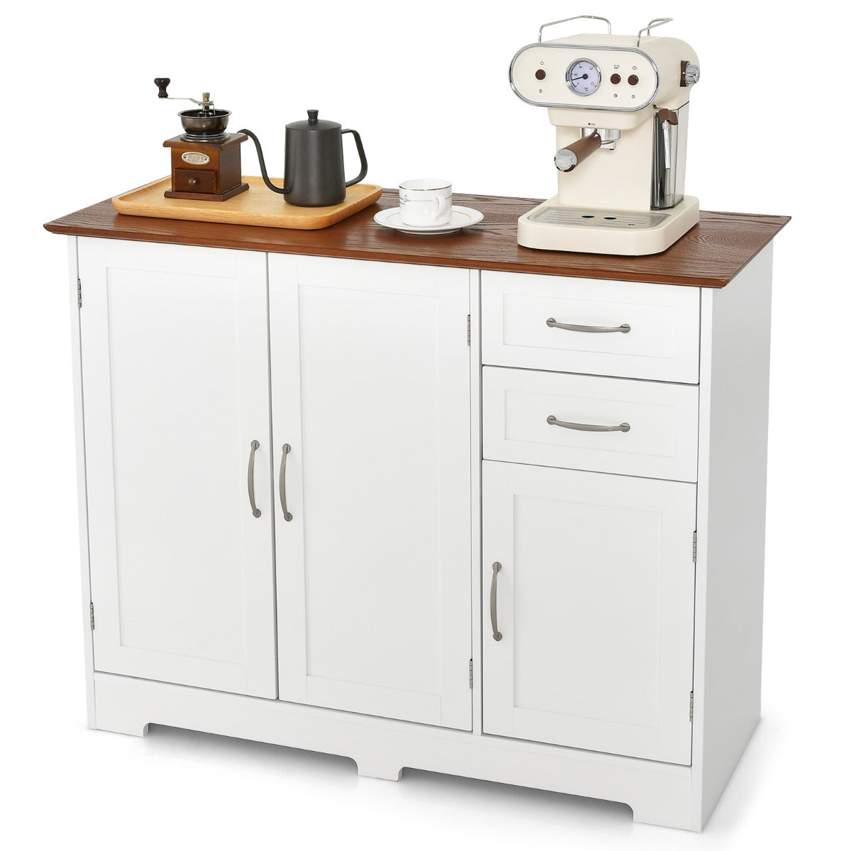 Mueble Auxiliar de Cocina con 2 Puertas 2 Cajones Estante Ajustable Gabinete de Almacenamiento Buffet para Comedor 100 x 40 x 78 cm Blanco
