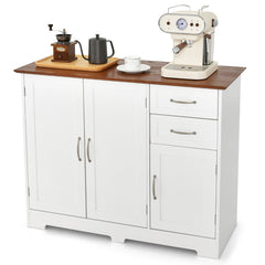 Mueble Auxiliar de Cocina con 2 Puertas 2 Cajones Estante Ajustable Gabinete de Almacenamiento Buffet para Comedor 100 x 40 x 78 cm Blanco