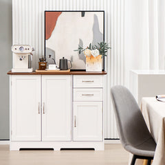 Mueble Auxiliar de Cocina con 2 Puertas 2 Cajones Estante Ajustable Gabinete de Almacenamiento Buffet para Comedor 100 x 40 x 78 cm Blanco