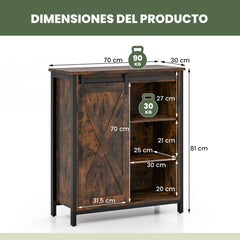 Gabinete de Almacenamiento Estilo Granja de 81 cm Aparador con Puerta Corrediza de Granero Estantes Ajustables para Comedor Marrón