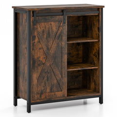 Gabinete de Almacenamiento Estilo Granja de 81 cm Aparador con Puerta Corrediza de Granero Estantes Ajustables para Comedor Marrón
