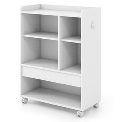 Gabinete de Almacenamiento Móvil con Cajón Organizador de Piso con Estantes Ajustables Archivador con Ruedas para Salón Oficina Blanco