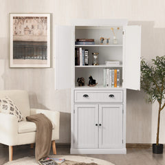 Armario Independiente con Estantes Ajustables Gabinetes de 2 Puertas y Cajón para Sala de Estar Comedor y Pasillo 76 x 40 x 183 cm Blanco