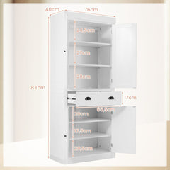 Armario Independiente con Estantes Ajustables Gabinetes de 2 Puertas y Cajón para Sala de Estar Comedor y Pasillo 76 x 40 x 183 cm Blanco