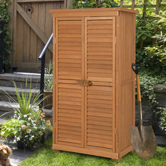 Cobertizo de Almacenamiento de Madera Gabinete de Herramientas de Jardín con 3 Estantes Desmontables Organizador Exterior 87 x 47 x 160 cm