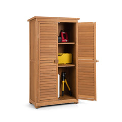 Cobertizo de Almacenamiento de Madera Gabinete de Herramientas de Jardín con 3 Estantes Desmontables Organizador Exterior 87 x 47 x 160 cm