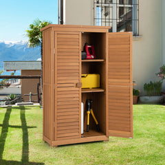 Cobertizo de Almacenamiento de Madera Gabinete de Herramientas de Jardín con 3 Estantes Desmontables Organizador Exterior 87 x 47 x 160 cm