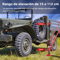 Gato Agrícola de 112 cm Gato Utilitario Todoterreno con Trinquete de Carga 3000 kg Gato Elevador de Alta Resistencia para Automóviles Rojo