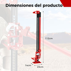 Gato Agrícola de 112 cm Gato Utilitario Todoterreno con Trinquete de Carga 3000 kg Gato Elevador de Alta Resistencia para Automóviles Rojo