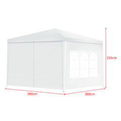 3 x 3 m Gazebo Pabellón Plegable de Patio Carpa Emergente con 4 Paredes Laterales Desmontables Ventanas Gran Dosel Tubos de Metal