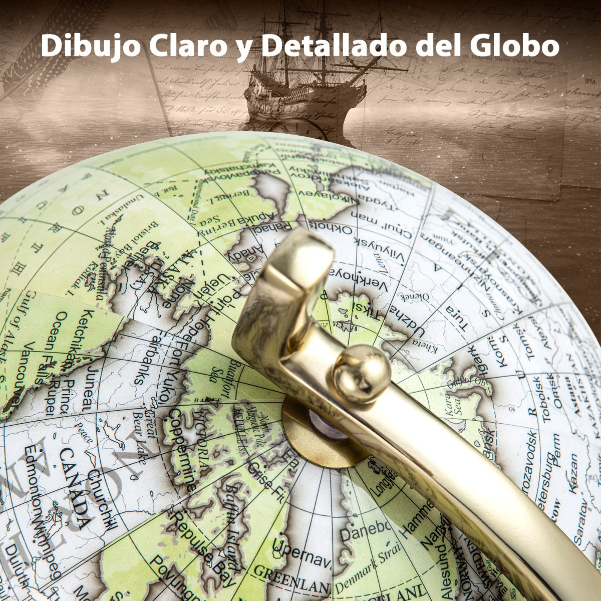 18/21/26cm Globo Terráqueo Geográfico con Soporte de Metal en Forma de Triángulo Decorativo Antiguo y Giratorio-L