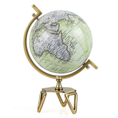 18/21/26cm Globo Terráqueo Geográfico con Soporte de Metal en Forma de Triángulo Decorativo Antiguo y Giratorio-L