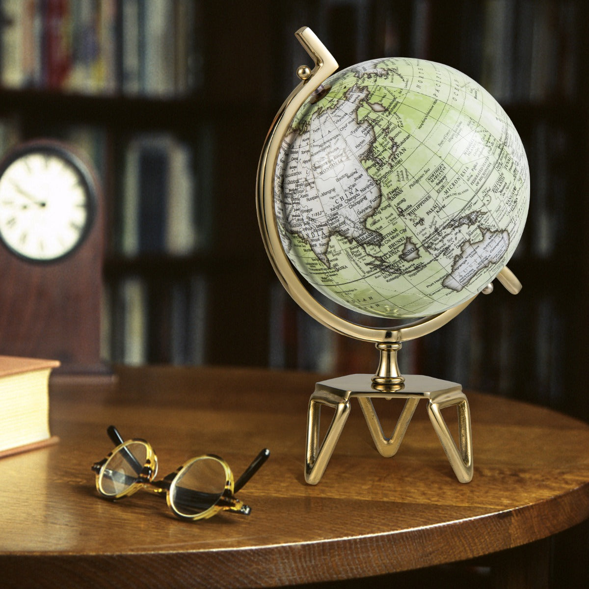 18/21/26cm Globo Terráqueo Geográfico con Soporte de Metal en Forma de Triángulo Decorativo Antiguo y Giratorio-L