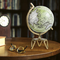 18/21/26cm Globo Terráqueo Geográfico con Soporte de Metal en Forma de Triángulo Decorativo Antiguo y Giratorio-L