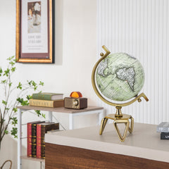 18/21/26cm Globo Terráqueo Geográfico con Soporte de Metal en Forma de Triángulo Decorativo Antiguo y Giratorio-M
