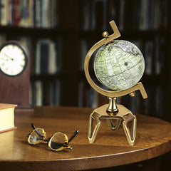 18/21/26cm Globo Terráqueo Geográfico con Soporte de Metal en Forma de Triángulo Decorativo Antiguo y Giratorio-S